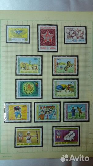 Листы с марками. Монголия. 49 марок.4 блока.2