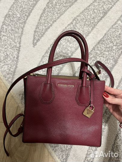 Сумка натуральная кожа бордовая michael kors
