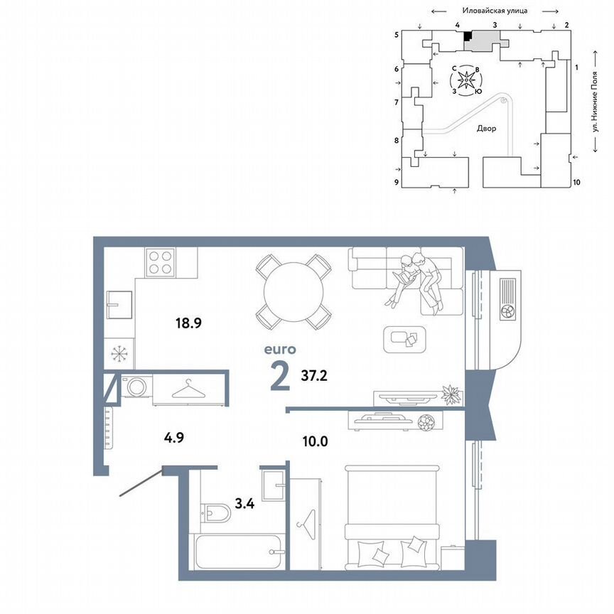 1-к. квартира, 37,2 м², 9/12 эт.
