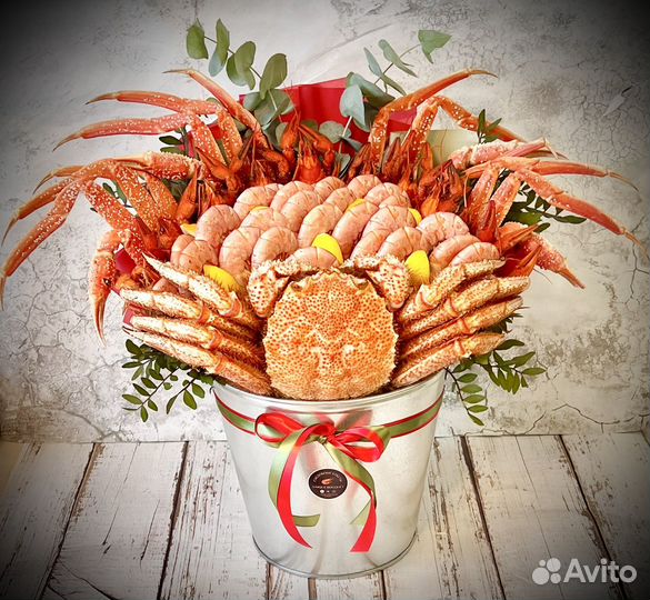 Съедобные букеты для мудчин из раков и крабов