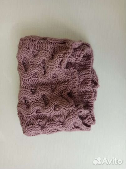 Шарф-снуд вязаный пудровый новый