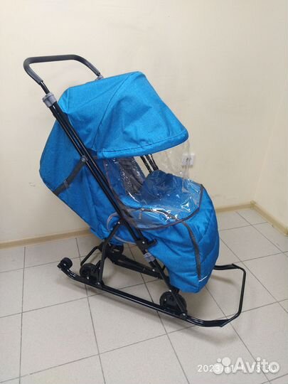 Новы санки коляска Galaxy бирюзовый