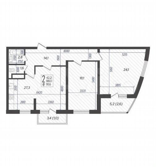 3-к. квартира, 91,6 м², 15/24 эт.