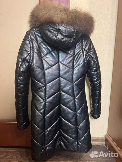 Пуховик с мехом кожаный