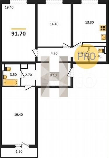 3-к. квартира, 91,7 м², 9/17 эт.