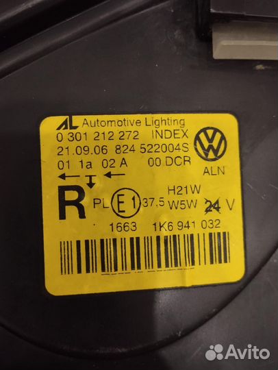 Фара правая на volkswagen golf оригинал