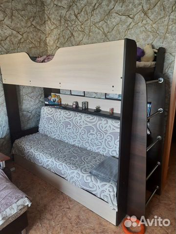 Двухъярусная кровать с диваном бу , ширина 93, глубина 33, высота 174 ...