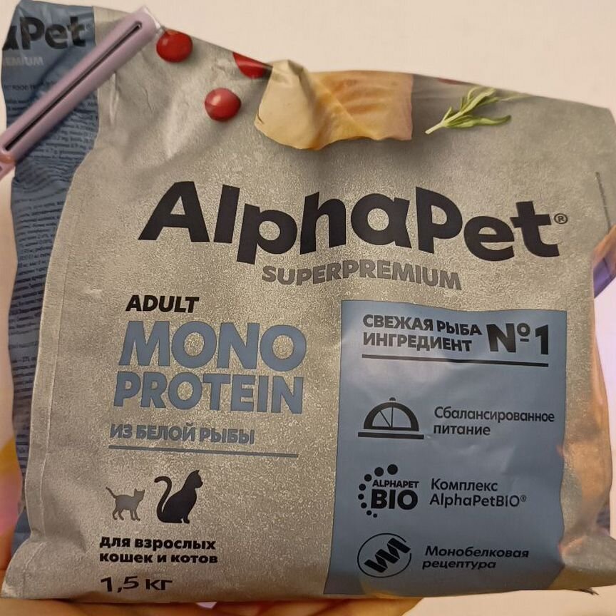 Корм для кошек alphapet monoprotein белая рыба