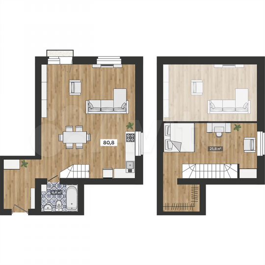 2-к. квартира, 80,6 м², 4/4 эт.