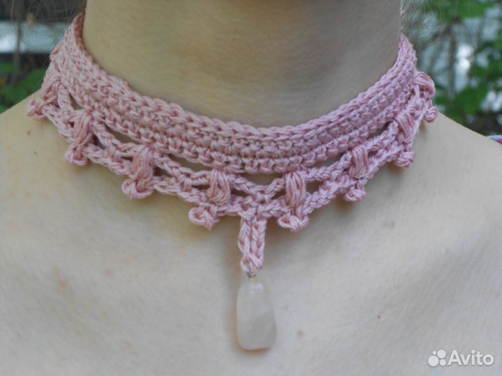 Бархотка чокер вязаное украшение на шею 