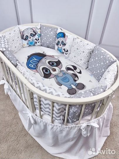 Бортики-подушки с одеялом новые