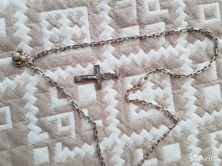 Серебренная цепь Крест подвеска