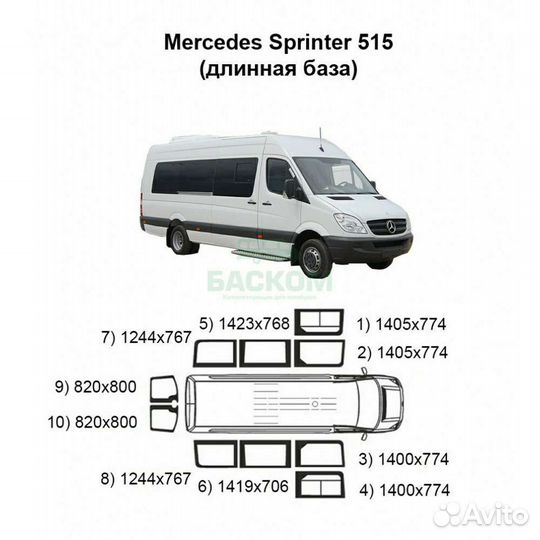 Стекла боковые на Мерседес Спринтер 515 w906