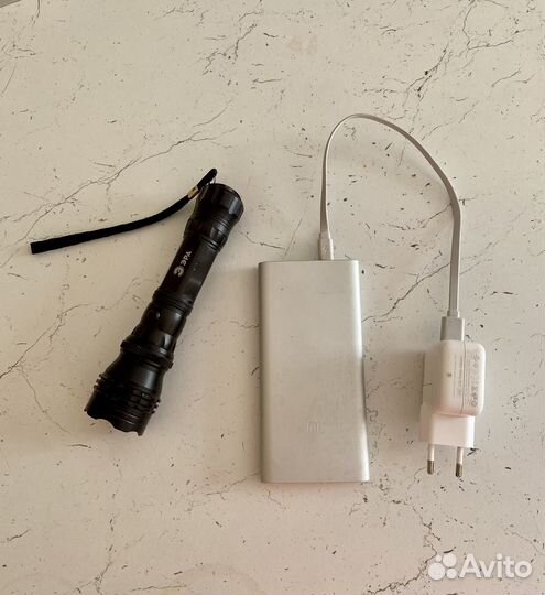 Power Bank Xiaomi Mi + вилка Apple + фонарик Эра