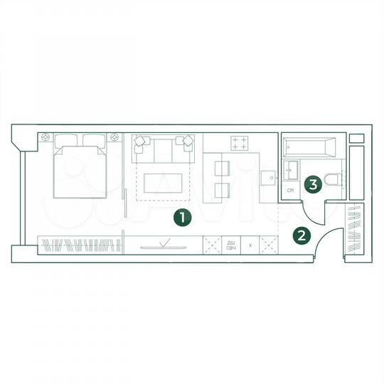Квартира-студия, 40,1 м², 23/31 эт.