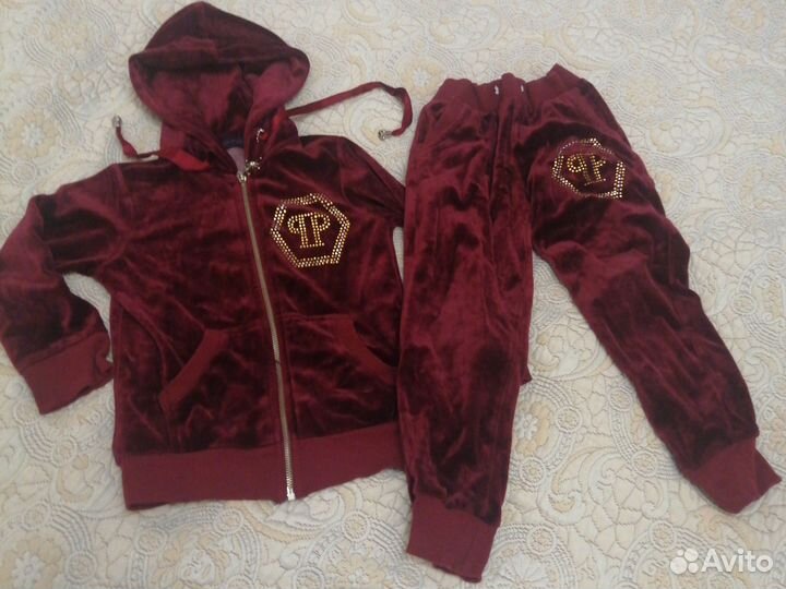 Бархатный, брючный костюм детский 110см