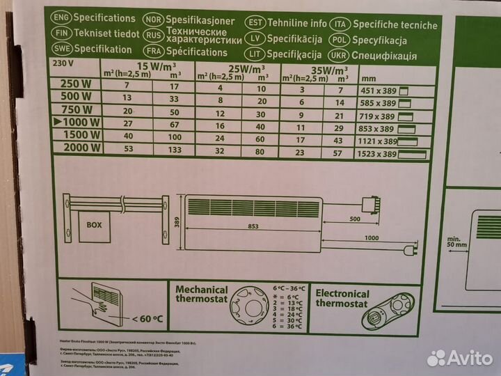 Конвектор ensto электрический новые