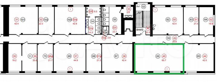 Помещение с мокрой точкой с новым ремонтом 65.7 м²