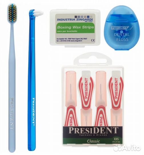 President. Брекет - набор (2 щетки, ершики, воск