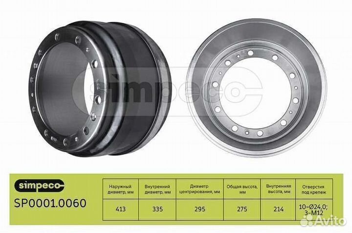 Тормозной барабан Скания задний 413х203