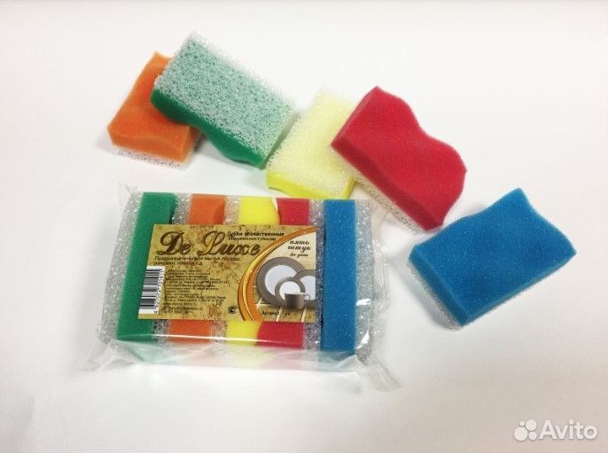 Губки хозяйственные «DE luxe» (5 шт.) оптом