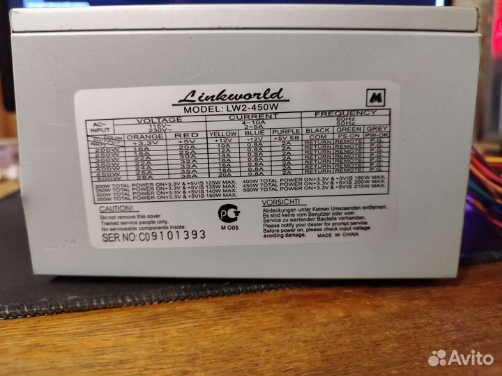 Блок питания 450w lw2-450w linkworld