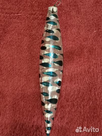 Глинка Сосулька елочная игрушка СССР Стекло