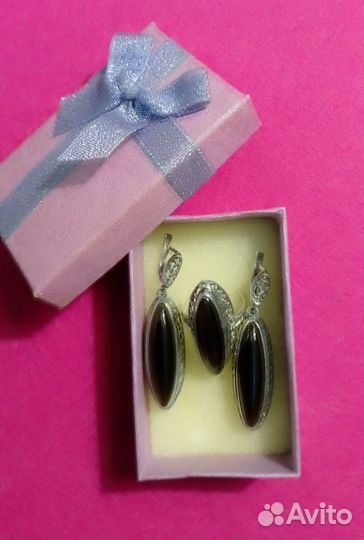 Винтажный комплект: кольцо и серьги (серебро)