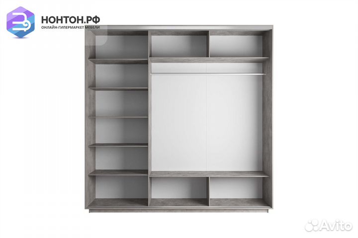 Шкаф-купе 3-х дверный Нонтон фото №1018 / бетон
