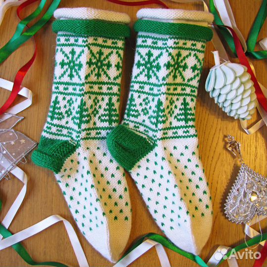 Шерстяные вязаные носки 