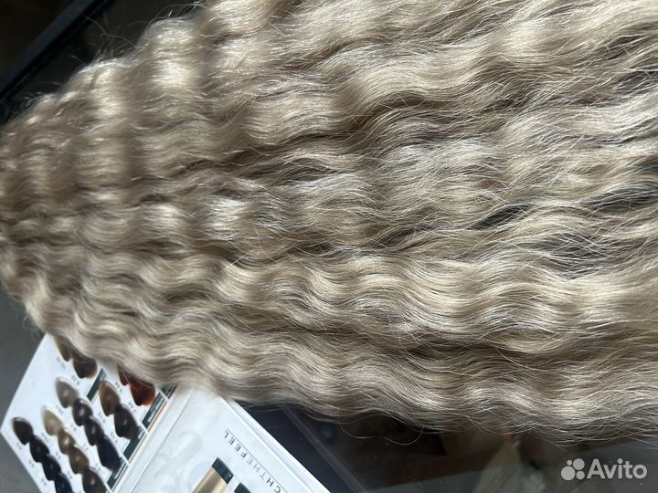 Волосы для наращивания кудри блонд