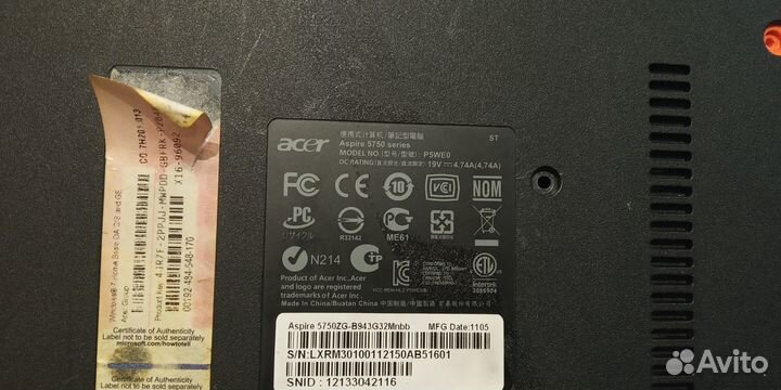 Ноутбук Asus, на запчасти Acer N214 z5wah