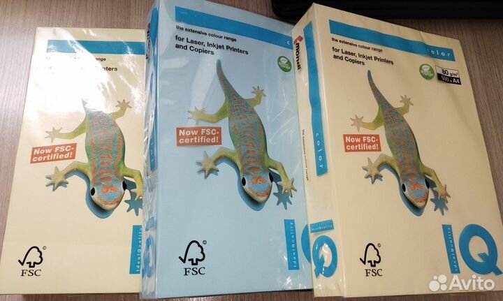 Комплект 3 шт. Бумага цветная IQ color А4 500 л