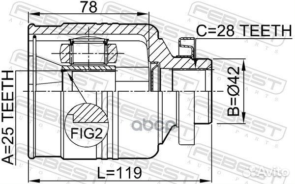 Шрус внутренний правый 25x42x28 2211sorrh Febest