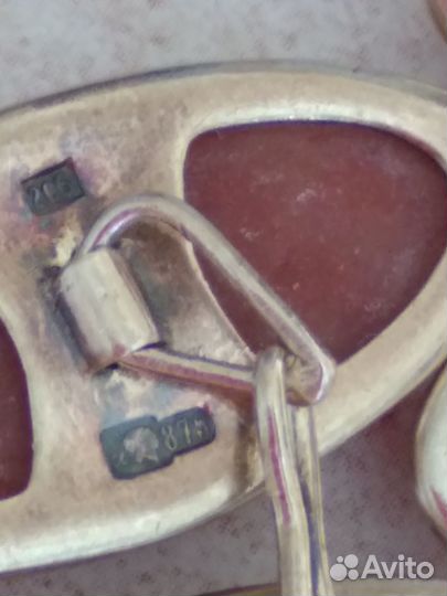 Серебрянные запонки СССР с позолотой 875 проба