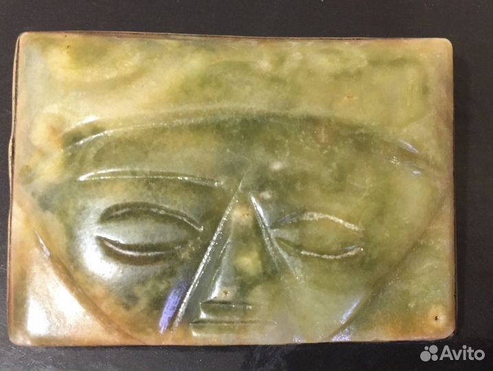 Брошь винтаж жадеит натуральный