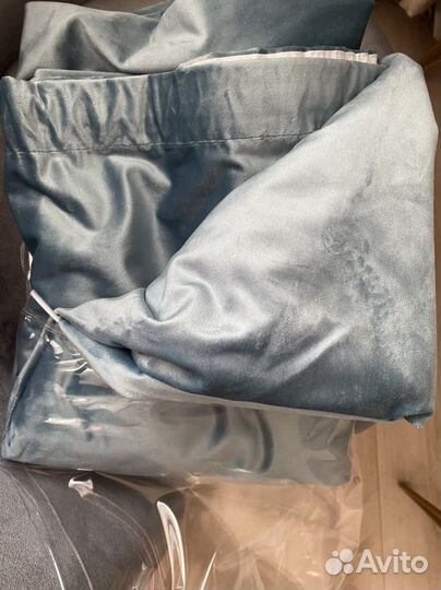 Портьера голубая новая