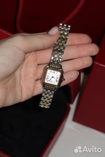 Часы cartier panthere mini/small серебро-золото