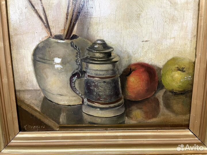 Антикварная картина на дереве 