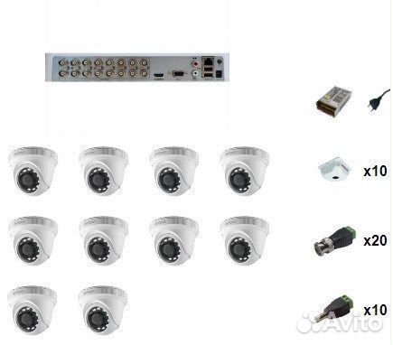 Комплект видеонаблюдения HiWatch 10 камер 1080P