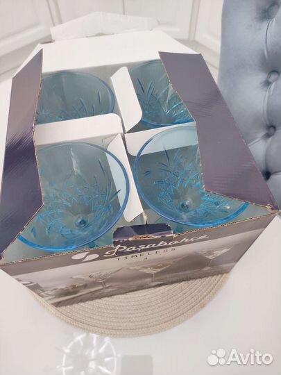 Фужеры бокалы голубые