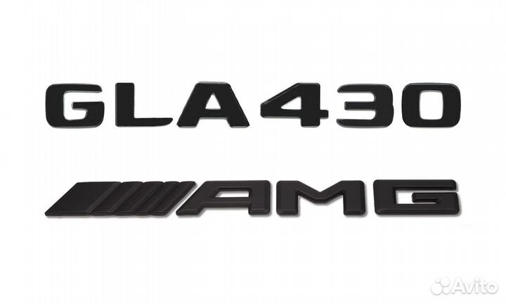 Комплект: шильдик Mercedes GLA430 + AMG черный