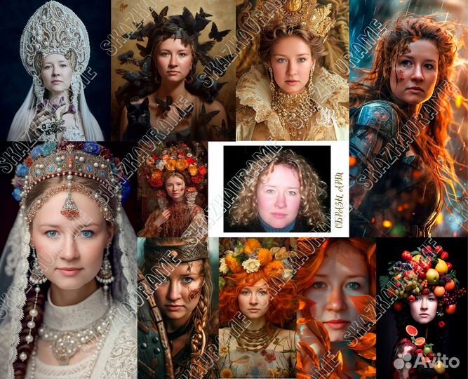 Фотосессия онлайн, образы, AI с печатью на холсте