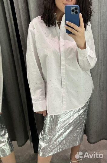 Рубашка lime со стразами