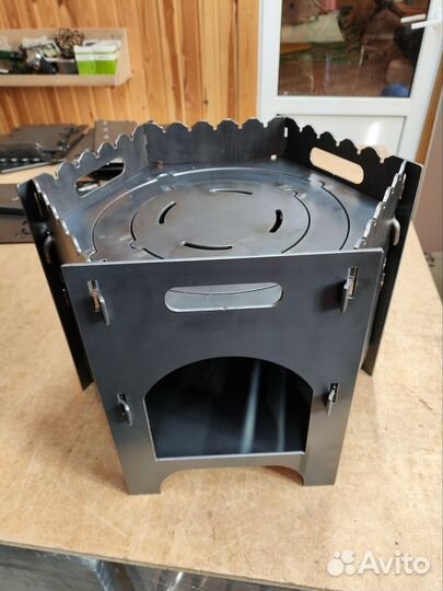 Разборная печь под казан 3 в 1, сталь 3 мм