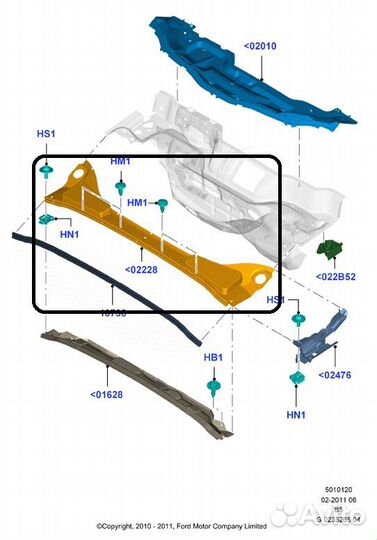 Жабо Ford Focus седан pnda 1.6L duratec TI-VCT