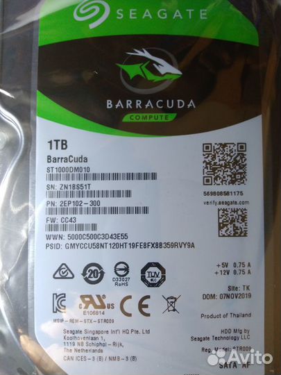 Жесткий диск hdd seagate Barracuda 1 тб
