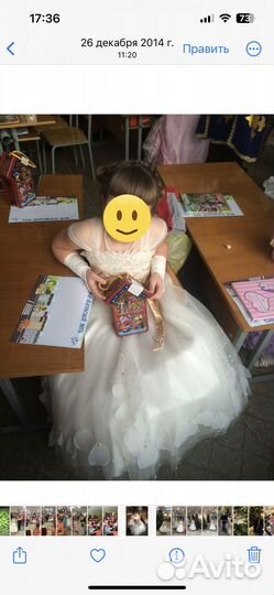 Нарядное платье на девочку+кринолин+перчатки