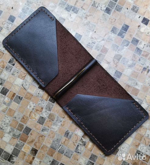 Зажим для денег из натуральной кожи ручной работы