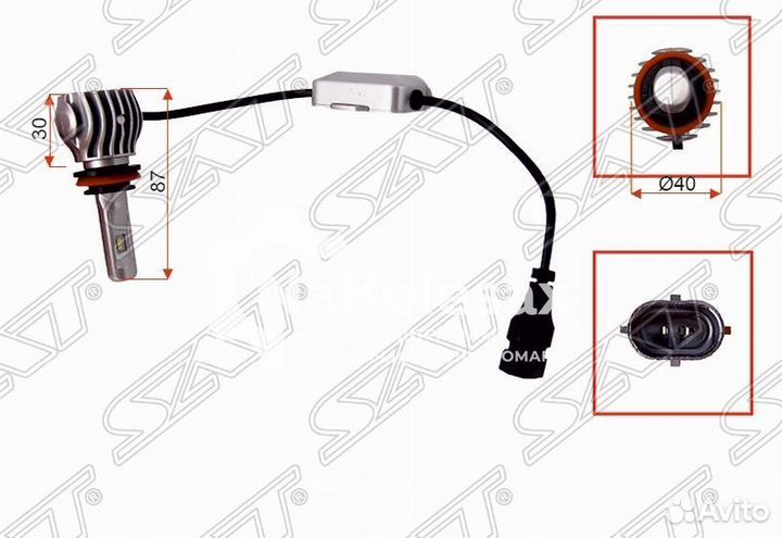 Комплект светодиодных ламп HB4(9006) 20W/1800LM Canbus LED